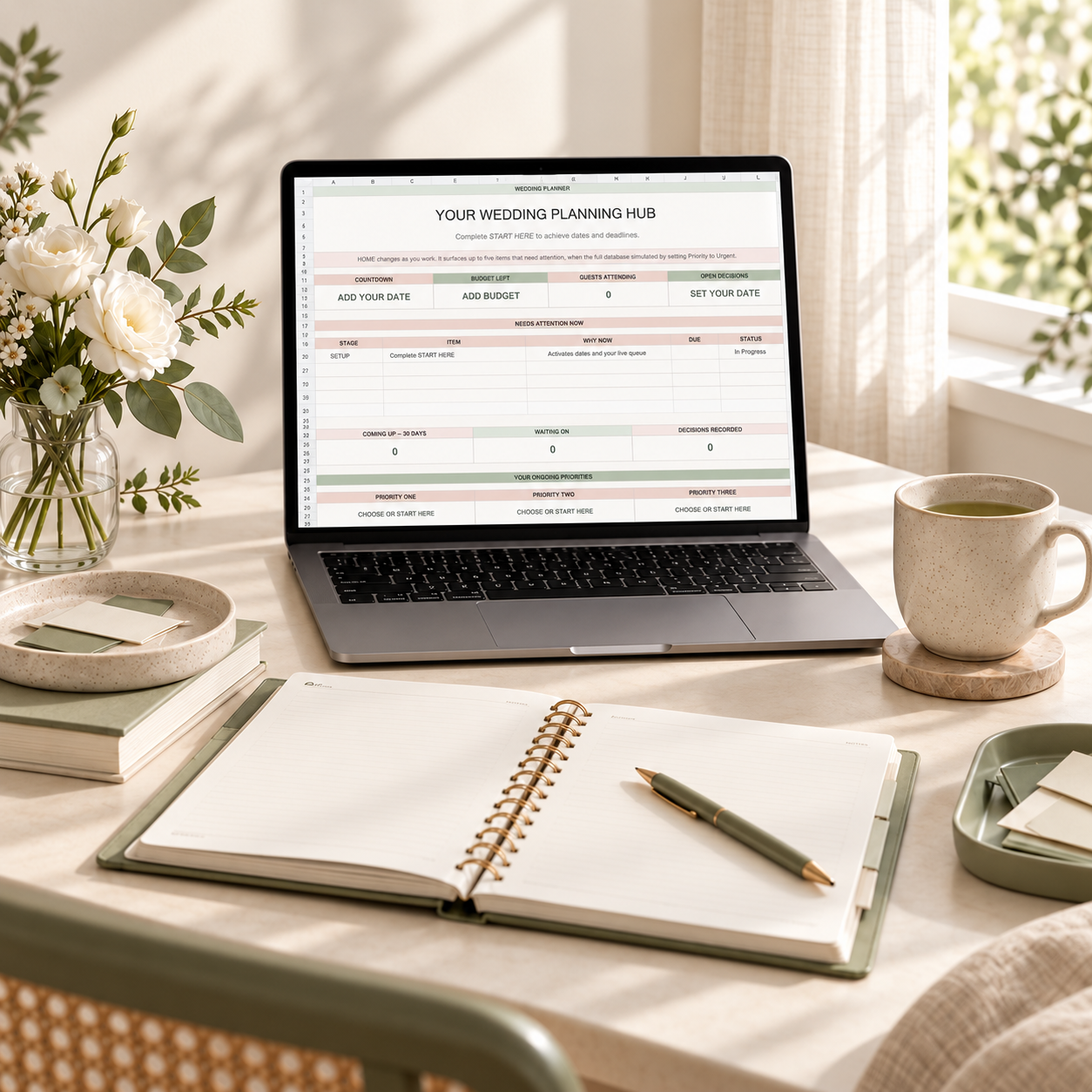 The Home dashboard open on a laptop.